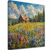 Slika pokrajine na platnu Poletje pri babici