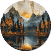 Okrogle slike z akrilom Somrak v mirni dolini | različne dimenzije