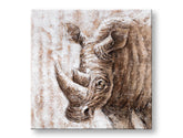 Ročno poslikana stenska slika NOSOROG 70x70 cm – 3D perspektiva platna na lesenem okvirju | 100 % original | akril na platnu ARTMIE | Papilora.sk