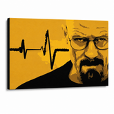 Ročno poslikana slika POP Art BREAKING BAD 1 kos brb2 – 3D vizualizacija ročno poslikanega platna na belem ozadju. Prevladujoče barve: rumena, črna, rjava.