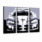 Ročno poslikana slika POP Art Dodge Viper GTS 3 kosi vip – 3D vizualizacija ročno poslikanega platna na belem ozadju. Prevladujoče barve: črna, siva, bela.