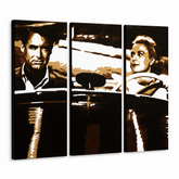 Ročno poslikana slika POP Art James Bond 3 kosi bond1 – 3D vizualizacija ročno poslikanega platna na belem ozadju. Prevladujoče barve: črna, rjava, bela.