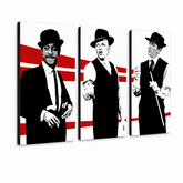 Ročno poslikana slika POP Art Rat Pack 3 kosi rp – 3D vizualizacija ročno poslikanega platna na belem ozadju. Prevladujoče barve: črna, bela, rdeča.