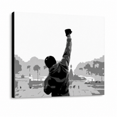 Ročno poslikana slika POP Art ROCKY 1 kos rocky – 3D vizualizacija ročno poslikanega platna na belem ozadju. Prevladujoče barve: črna, bela, siva.