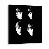 Ročno poslikano slikarstvo POP Art BEATLES 1 kos beat8 – 3D vizualizacija ročno poslikanega platna na belem ozadju. Prevladujoče barve: črna, bela.