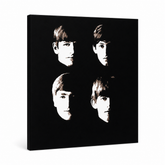Ročno poslikano slikarstvo POP Art BEATLES 1 kos beat9 – 3D vizualizacija ročno poslikanega platna na belem ozadju. Prevladujoče barve: črna, bež, rjava.