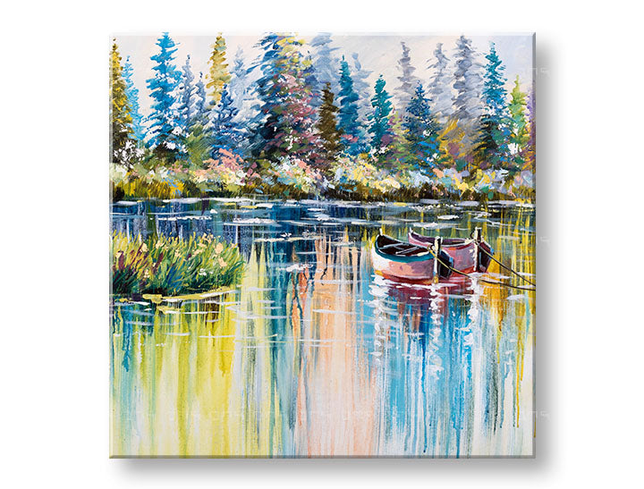 Ročno poslikana slika na steno POKRAJINA 60x60 cm – 3D perspektiva platna na lesenem okvirju | 100 % original | akril na platnu ARTMIE | Papilora.sk