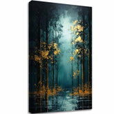 Sodobna stenska dekoracija Zlati listi fantazije - PREMIUM ART - slika 2