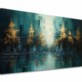 Sodobna umetniška slika Zlati gozdni odsev - PREMIUM ART - slika 2