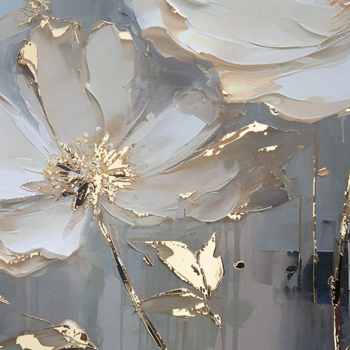 Stenski plakat z učinkom EXTRA - Zlati cvetni listi | različne dimenzije