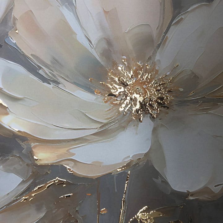 Stenski plakat z učinkom EXTRA - Zlati cvetni listi | različne dimenzije