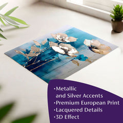 Stenski plakat z EXTRA učinkom - Teal Flowers | različne dimenzije