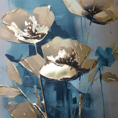 Stenski plakat z EXTRA učinkom - Teal Flowers | različne dimenzije