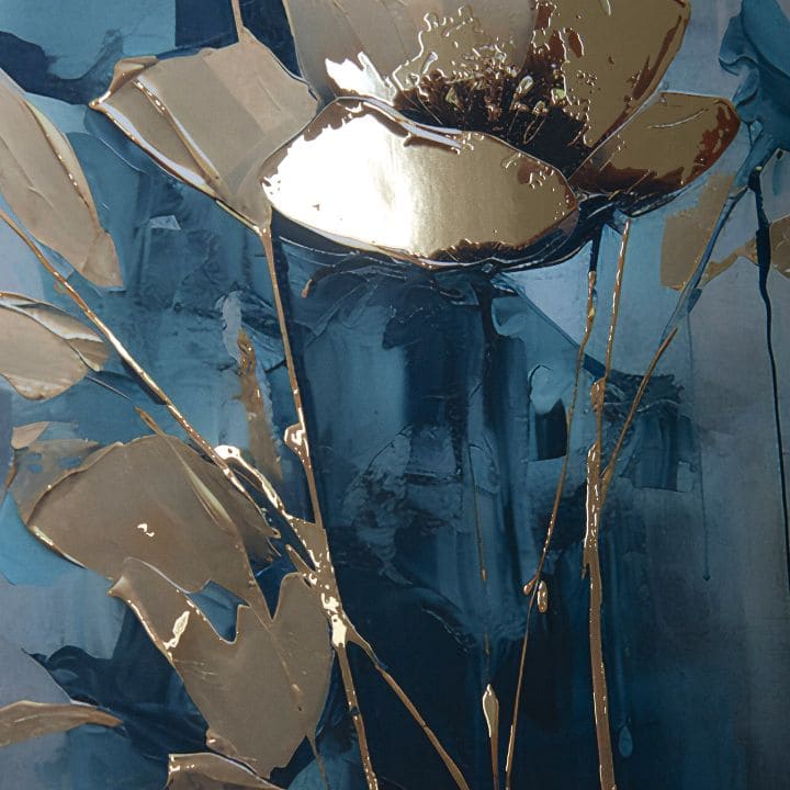 Stenski plakat z EXTRA učinkom - Teal Flowers | različne dimenzije