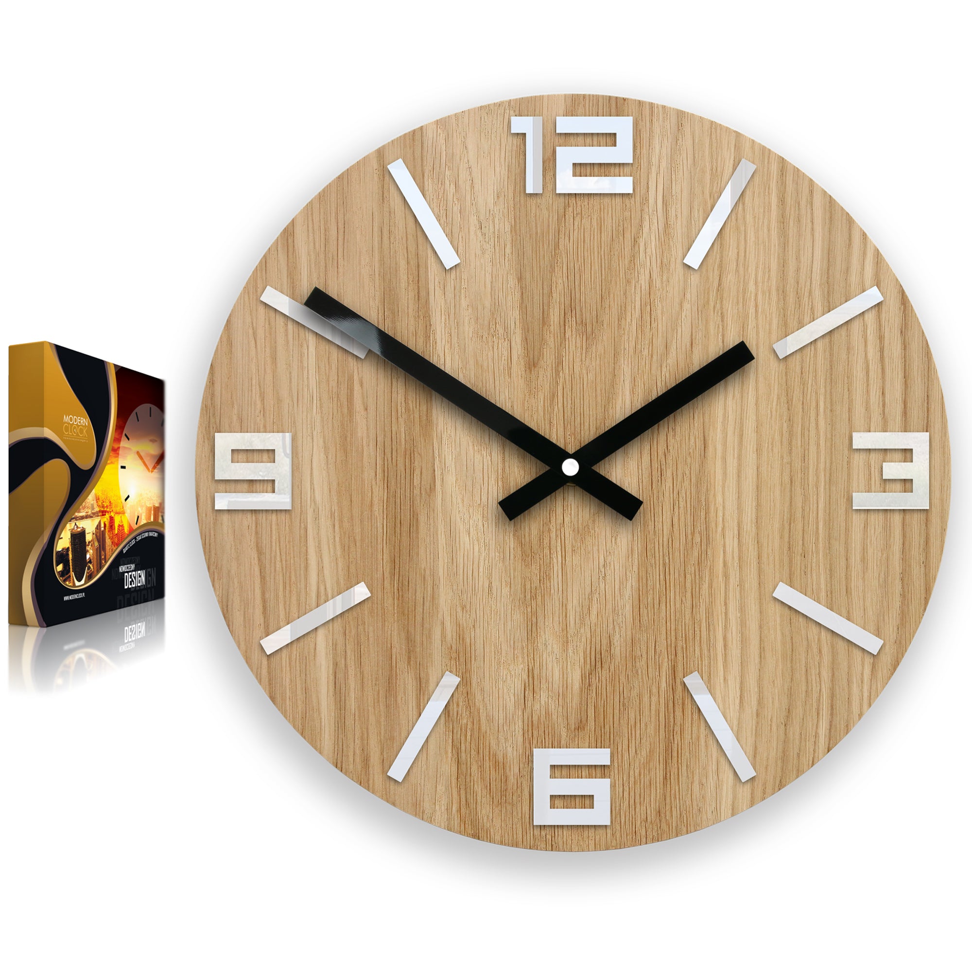 Lesena stenska ura ARABIC Bela