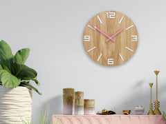 Lesena stenska ura ARABIC Bela-rožnata