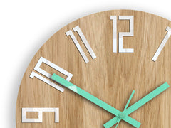 Lesena stenska ura SLIM White-Menthol