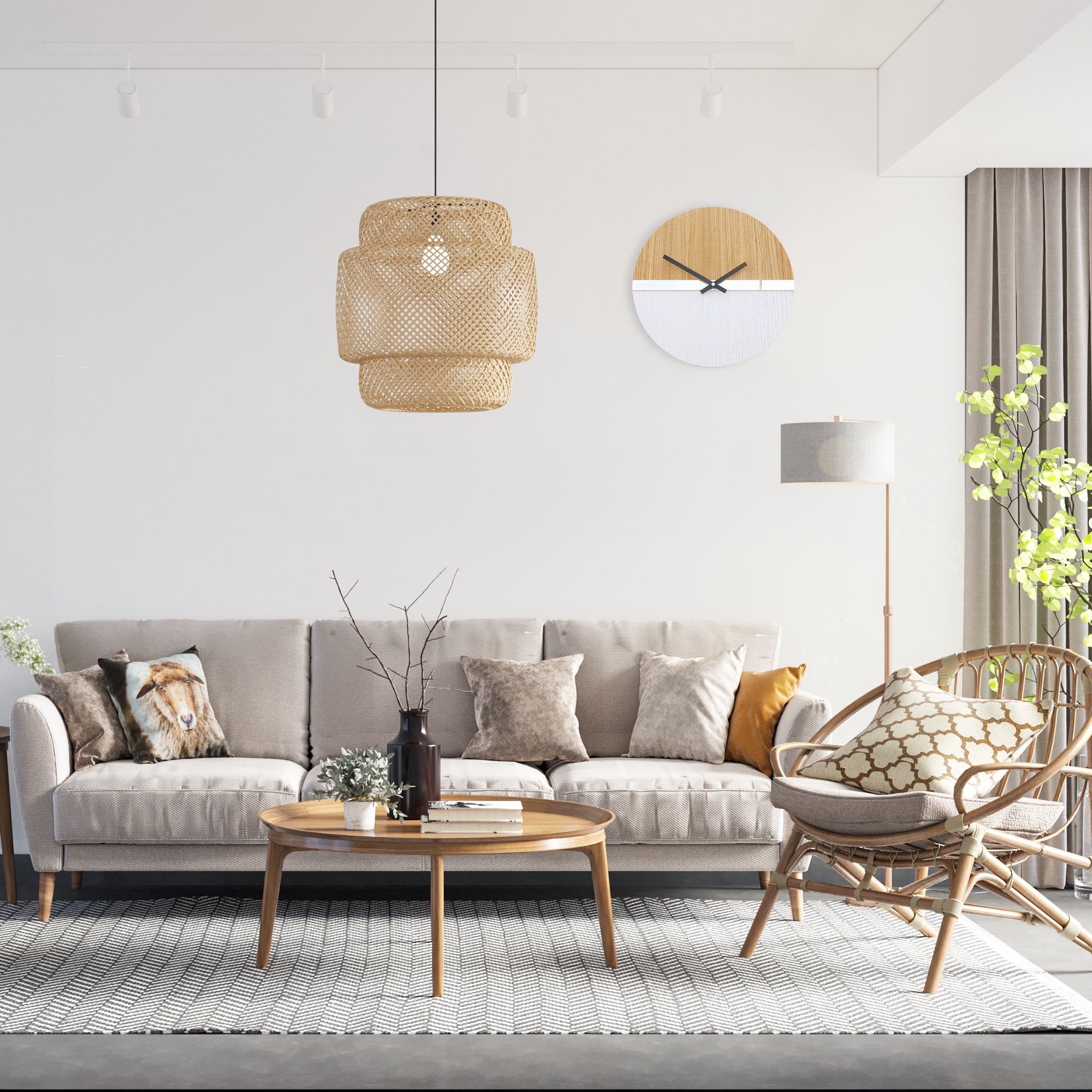 Sodobna stenska ura z ogledalom