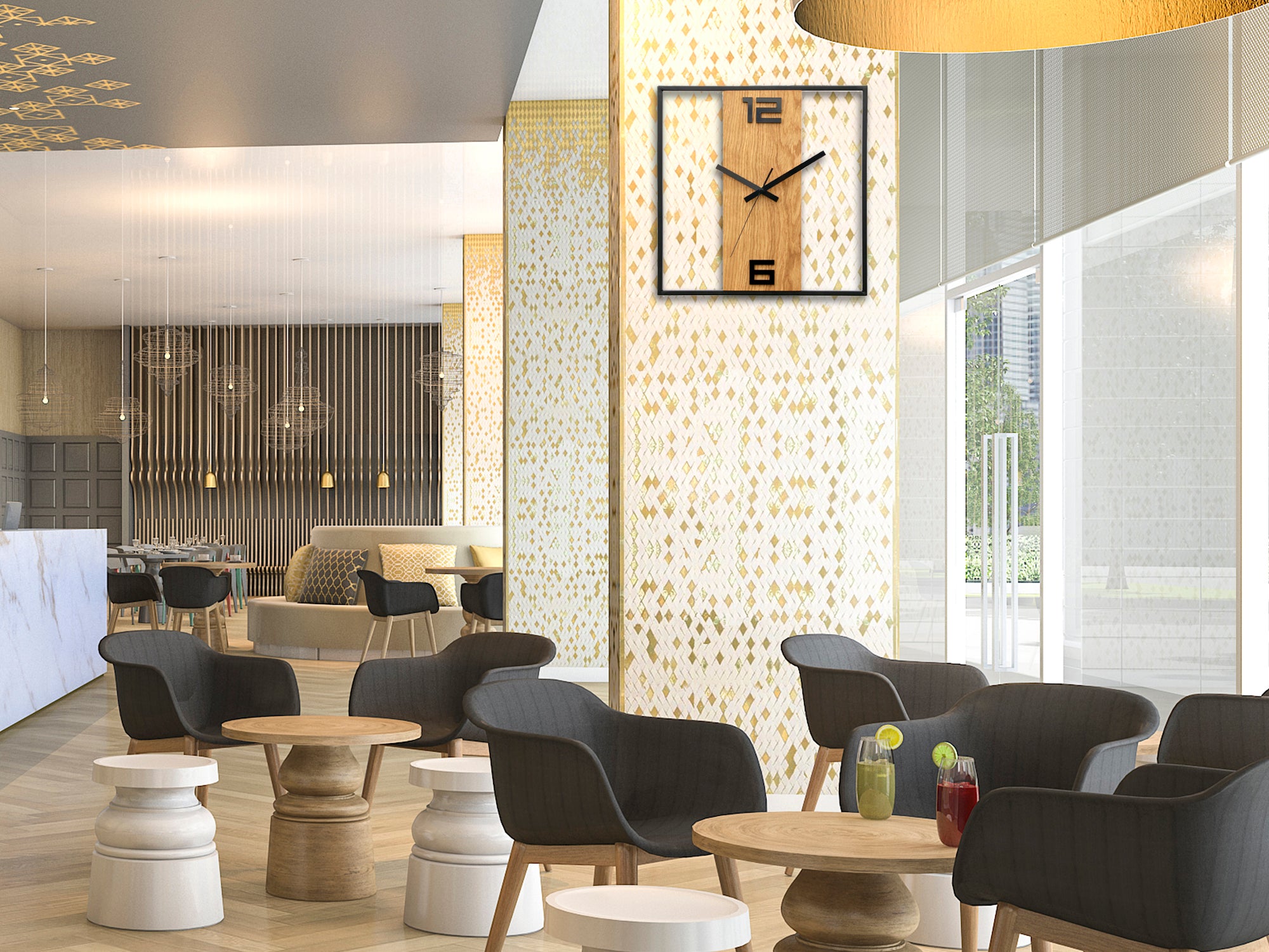 Sodobne stenske ure RETRO Les-kovina