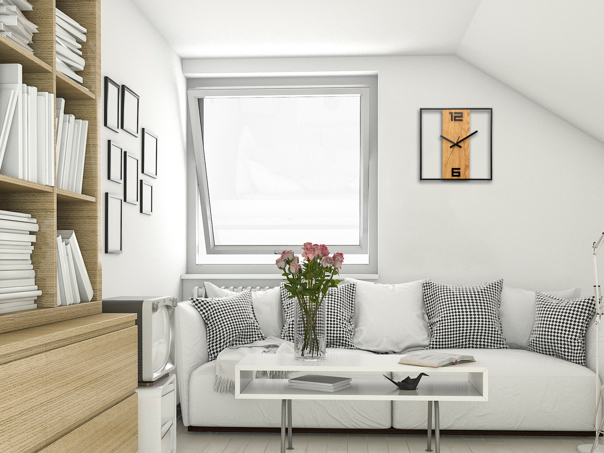 Sodobne stenske ure RETRO Les-kovina