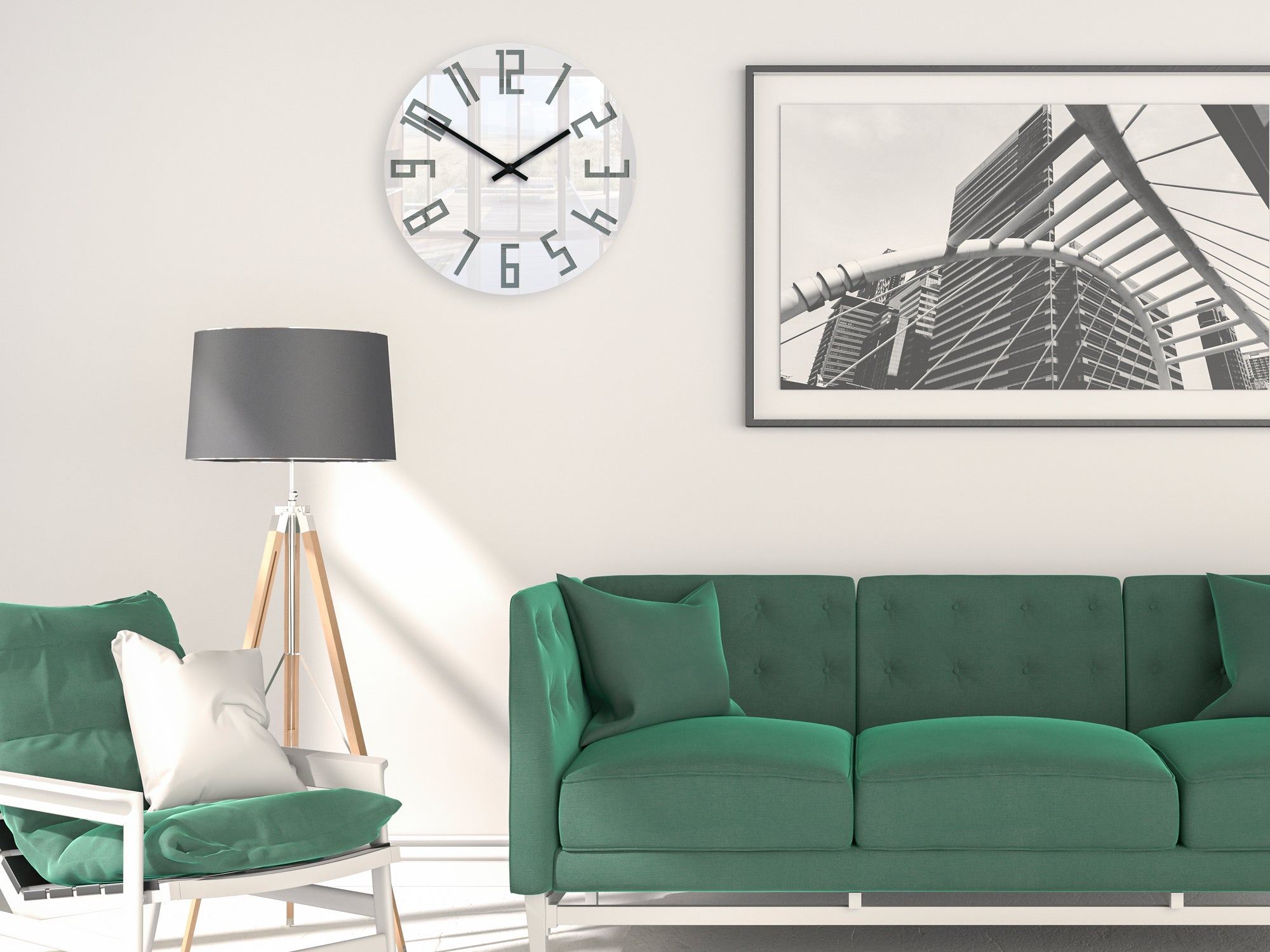 Sodobna stenska ura SLIM Akril Bela-siva