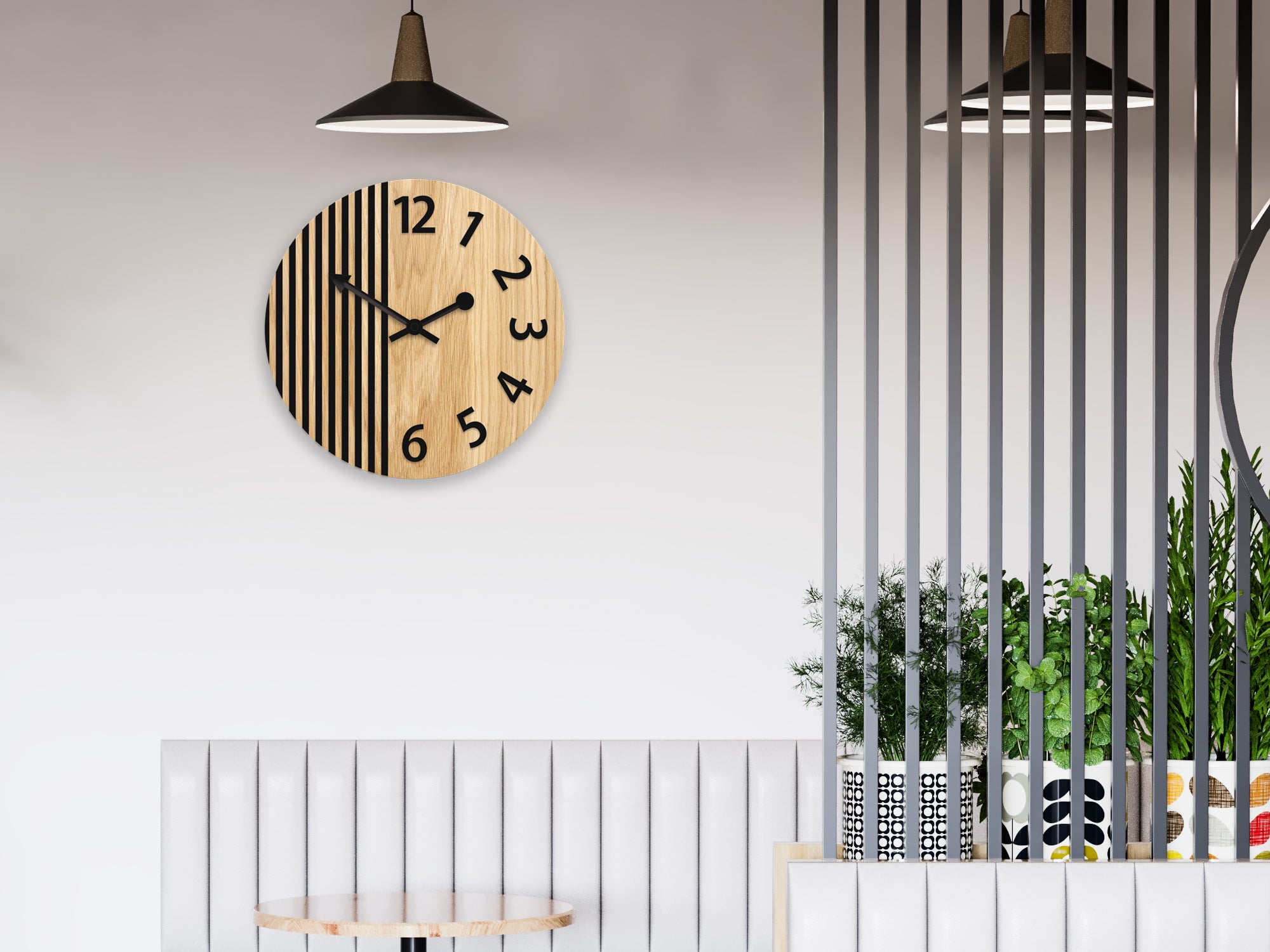 Lesena stenska ura London Black