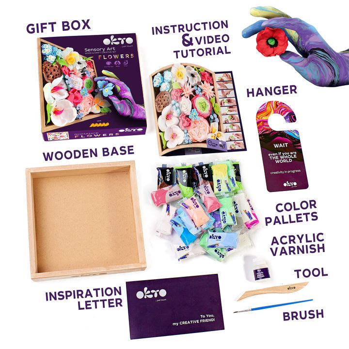 OKTO modelarski komplet v lesenem okvirju 21 x 21 cm ROMANTICA