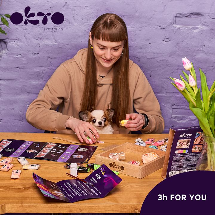 OKTO modelarski komplet v lesenem okvirju 21 x 21 cm ROMANTICA