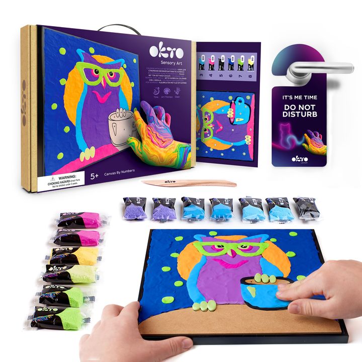 OKTO poslikava s samoporjavitveno maso 30 x 30 cm sova