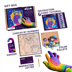 OKTO poslikava s samoporjavitveno maso 30 x 30 cm sova