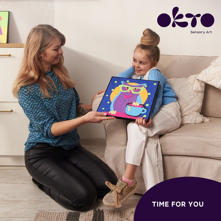 OKTO poslikava s samoporjavitveno maso 30 x 30 cm sova