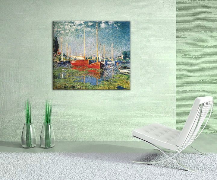 Platno s tiskom RDEČI ČOLNI V ARGENTEUILU – Claude Monet | različne velikosti