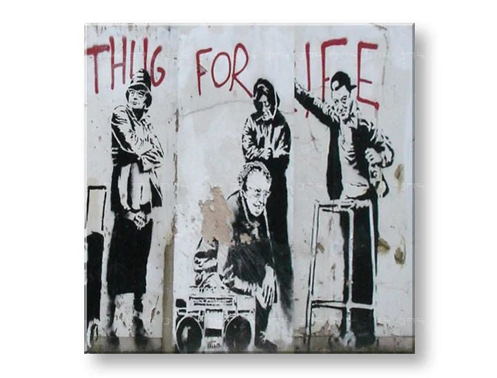 Slika na platnu STREET ART – BANKSY Popust 60 % 50x50 cm