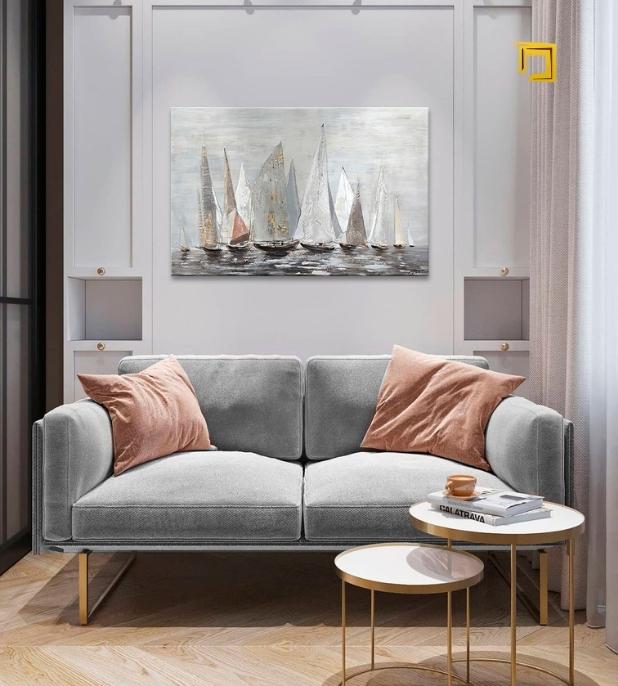 Slikarstvo na platnu PLACHETNICE NA MORJU 100x50 cm