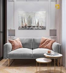 Slikarstvo na platnu PLACHETNICE NA MORJU 100x50 cm