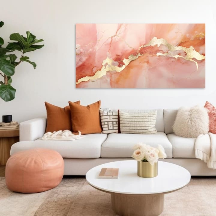 Zlati dotik na platnu Eleganca marmorne zore | različne dimenzije