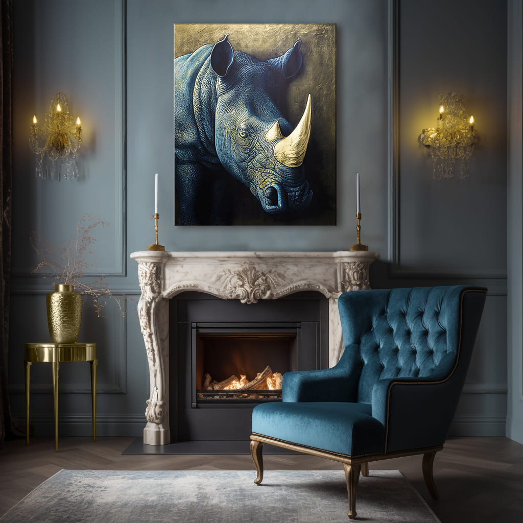 Zlati dotik na oklepu nosorogov v savani | različne dimenzije