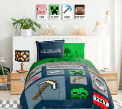 Slika Minecraft - Značaji na platnu - EAT, SLEEP, MINE, REPEAT Popust 60% 80x30 cm