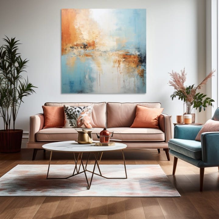 Slike z naslovom Peach Fuzz Morning Awakening 100x100 cm