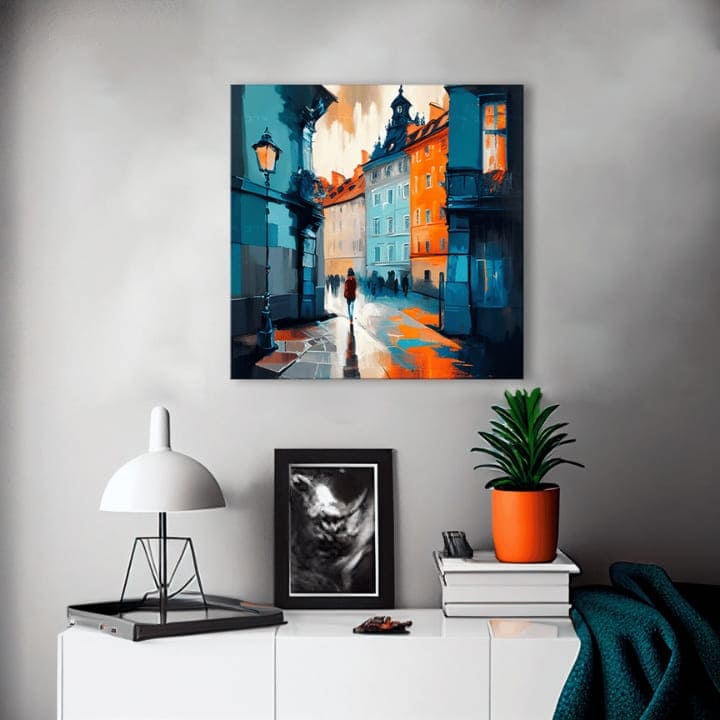 Oblikovalska dekoracija na platnu Praga v osrčju Evrope | različne dimenzije