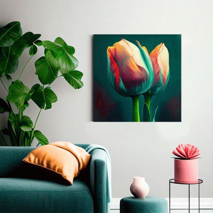 Oblikovanje dekoracije na platnu Dih pomladi na steni | različne dimenzije