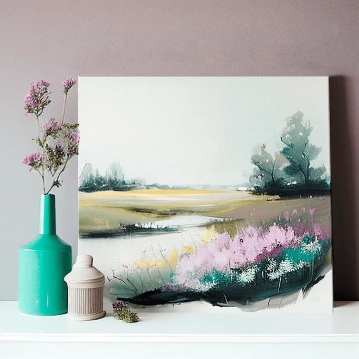 Pokrajina na platnu Nenavaden kraj na travniku | različne dimenzije