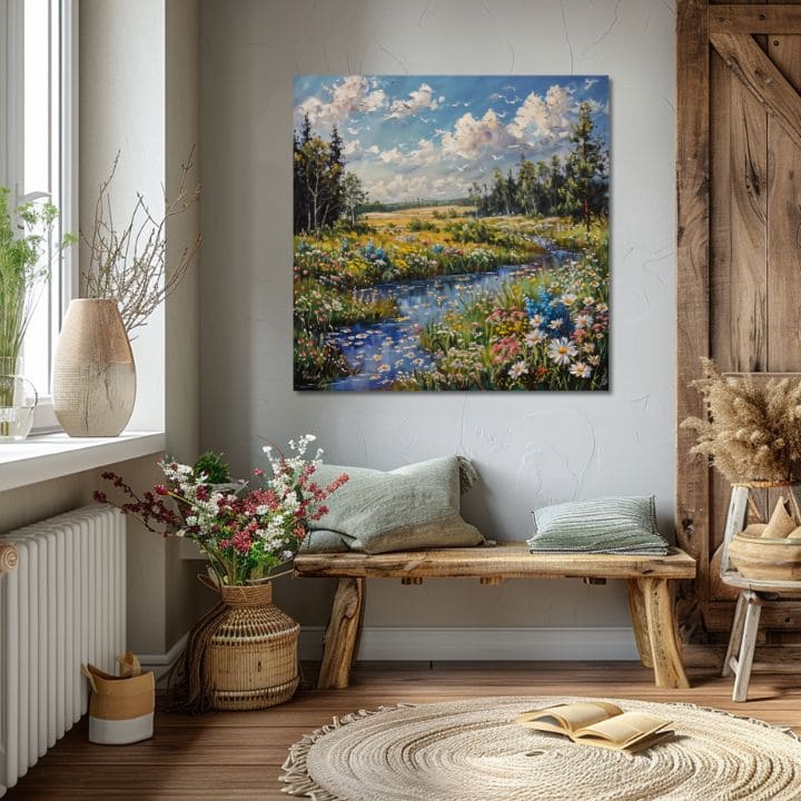 Pokrajinsko slikarstvo na platnu Potok v naravi