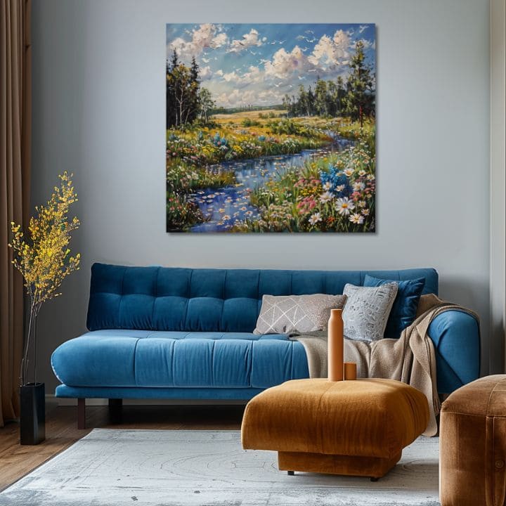 Pokrajinsko slikarstvo na platnu Potok v naravi