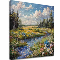 Pokrajinsko slikarstvo na platnu Potok v naravi