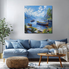 Pokrajinsko slikarstvo na platnu Mirno jezero