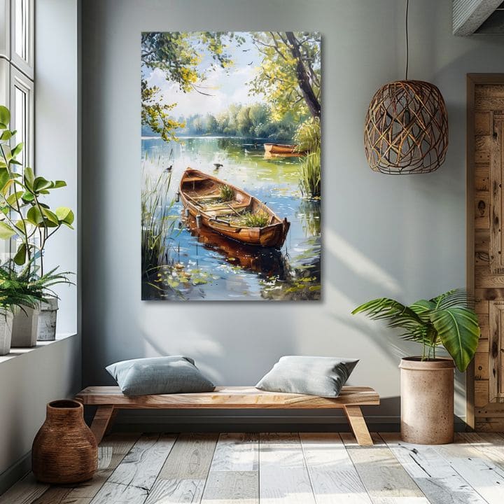 Pokrajinska slika na platnu Osamljeni jezdec