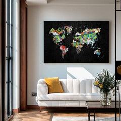 Zemljevid na platnu Zemljevid Sveta - Dizajnový Motív