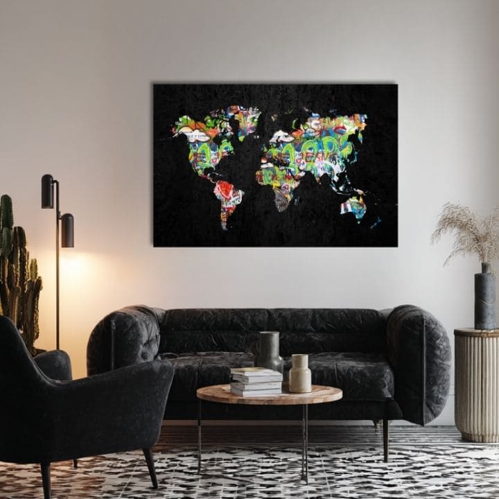 Zemljevid na platnu Zemljevid Sveta - Dizajnový Motív