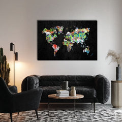 Zemljevid na platnu Zemljevid Sveta - Dizajnový Motív
